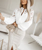Autumn And Winter New Women's Solid Color Lace Stitching Shirt
