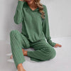 Women’s Ribbed Long Sleeve Top and Pants Loungewear Set by FitiqueFit