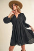 New Summer Notched Balloon Sleeve Tiered Mini Dress For Women – Trendy, Chic, and Playful with Stylish Detailing by Stevvex