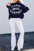 Black CLASSY UNTIL KICKOFF Plush Letter Patched Loose Sweatshirt by Wild and Free Boutique