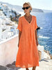 Patchwork Asymmetrical Maxi Dress – Relaxed V-Neck Style by FitiqueFit