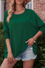 White Plain & Casual Shirred Cuffs Half Sleeve Top