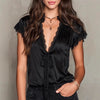 Women's Lace Trim Frilled Crop Top – Slim Fit Short Sleeve Summer Blouse by FitiqueFit