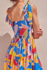 Multicolored Floral Tie-Shoulder Smocked Maxi Dress Elegant & Flowy Summer Style Dress by Stevvex