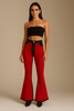 Red Suede Chap Panel Bell Bottom Jeans -32” Inseam by Neon Spur