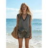 Women's V-Neck Vest & Shorts Two-Piece Set by FitiqueFit
