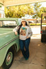 Cactus Motel Raw Cut V-neck Western Graphic Sweatshirt by Wild Junkie