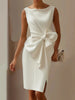 Women's Bow-Knot Sleeveless Midi Dress – High Waist A-Line by FitiqueFit