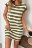 Simple Contrast Striped Round Neck Short Sleeve Mini Dress Casual & Comfortable Everyday Dress for Women by Stevvex