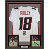 Framed Autographed/Signed Calvin Ridley 35x39 Atlanta White Football Jersey JSA COA