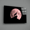 Wolf And Full Moon Glass Wall Art by Insigneart USA