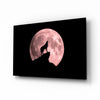 Wolf And Full Moon Glass Wall Art by Insigneart USA