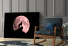 Wolf And Full Moon Glass Wall Art by Insigneart USA