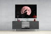 Wolf And Full Moon Glass Wall Art by Insigneart USA
