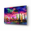 Colorful Silhouette of the City Glass Wall Art by Insigneart USA