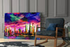 Colorful Silhouette of the City Glass Wall Art by Insigneart USA