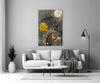 Golden Tree and Gazelles Glass Wall Art by Insigneart USA