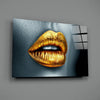 Golden Lips Glass Wall Art by Insigneart USA