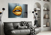 Golden Lips Glass Wall Art by Insigneart USA