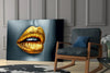 Golden Lips Glass Wall Art by Insigneart USA
