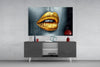 Golden Lips Glass Wall Art by Insigneart USA