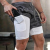 Camo Running Shorts Men Gym Sports Shorts 2 In 1 Quick Dry Workout Training Gym Fitness Jogging Short Pants Summer Men Shorts Men's Running Gym Shorts Breathable with Pockets Quick Dry Sportswear by Stevvex