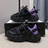 Casual Womens Blue Sneakers High Heels Platform Sports Shoes Autumn Thick Bottom Walking Breathable Vulcanized Shoes Luxury Tennis Sneakers Trainers Lace Up Fashion Design by Stevvex