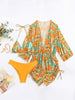Island Bloom 3-Piece Bikini Set for Women – Tropical Leaf Print Fluttering Swimwear with Flattering Halter Neck Top High Waist Bottoms & Adjustable Drawstring Cover Up – Perfect for Koningsdag Celebrations & Summer Adventures by Stevvex