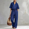 Women's Zip-Up Crew-Neck Top & Wide-Leg Pants Set by FitiqueFit