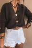 Fiery Red Heart Metal Button V Neck Cardigan Sweater by Wild and Free Boutique