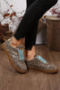 Coffee Faux Suede Leopard Print Sleek PU Leather Detail Lace Up Sneakers by Wild and Free Boutique