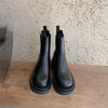 Women’s British-Style Mid-Calf Thick-Soled Leather Boots by FitiqueFit