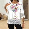 Printed Patchwork Three-Quarter Sleeve Top – Women's Loose Fit Pullover by FitiqueFit