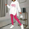 Casual 2-Piece Set Solid Color Leggings & Letter Print Hooded Sweatshirt by FitiqueFit