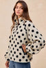 BiBi Polka Dot Sherpa Half Zip Up Top with Side Pocket by FitiqueFit
