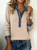 Full Size Denim Trim Button Detail Ribbed Knit Top Plus Size by Wild and Free Boutique