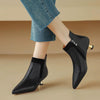Women's Genuine Leather Kitten Heel Ankle Boots – Pointed Toe Side Zip by FitiqueFit