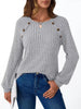 Ribbed Knit Decor Button Long Sleeve T-Shirt by Simply Love