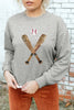 Gray Sequin Baseball Graphic Crewneck Game Day Sweatshirt by Wild and Free Boutique