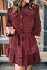 Tied Button Up Ruffle Hem Dress