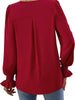 V-Neck Long Sleeve Ruffle Cuff Blouse by Wild and Free Boutique