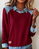 Denim Collar Patchwork Pullover Knitwear Top – Women’s Street Style by FitiqueFit