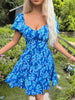 Tied Smocked Printed Short Sleeve Dress