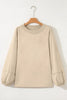 Beige Solid Color Raw Seam Patchwork Baggy Sweatshirt by Wild and Free Boutique