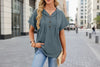 Women's Waffle Knit Hooded Short-Sleeve Top – Drawstring Button Pullover by FitiqueFit