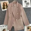 Women's Straight-Cut Blazer – Slim Fit Long Sleeve Suit Jacket by FitiqueFit