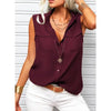 Women's Lapel Collar Sleeveless Top – Loose Fit, Pockets, Solid Color by FitiqueFit