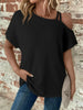 Asymmetrical Neck Short Sleeve T-Shirt by Simply Love