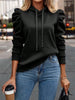 Minimalist Puff Sleeve Drawstring Hoodie by FitiqueFit