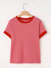 Striped Ribbed Knit Short Sleeve T-Shirt by Simply Love